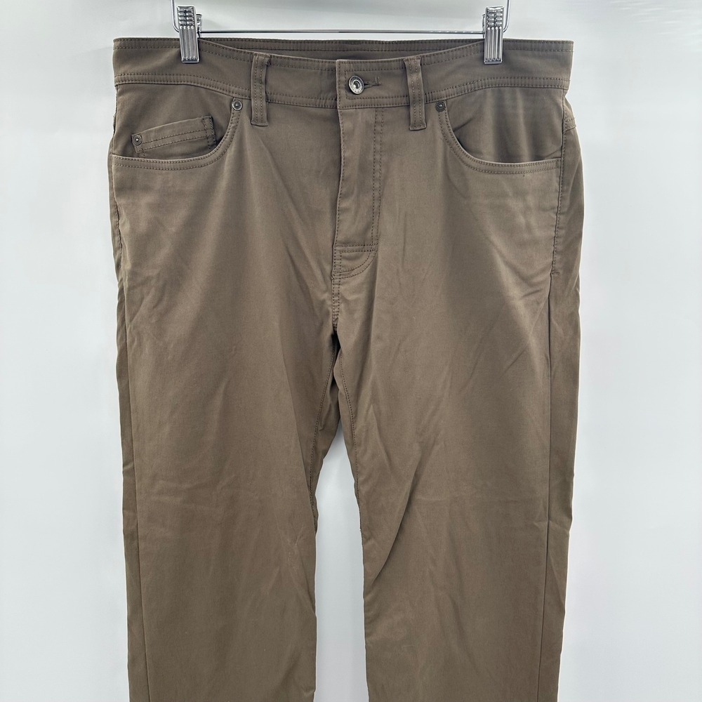 Prana Brion Slim Fit Pants Mens 34x30 Brown Nylon Stretch Hiking Outdoor Trouser